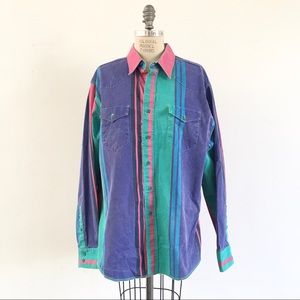 Vintage 90s Wrangler Jazz Striped Western Shirt